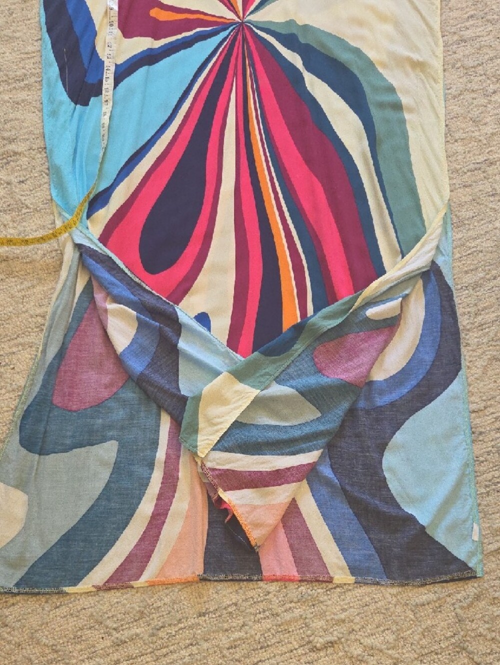 Vibrant Swirl Maxi Caftan in Pink, Blue, Cream - Picture 6 of 8